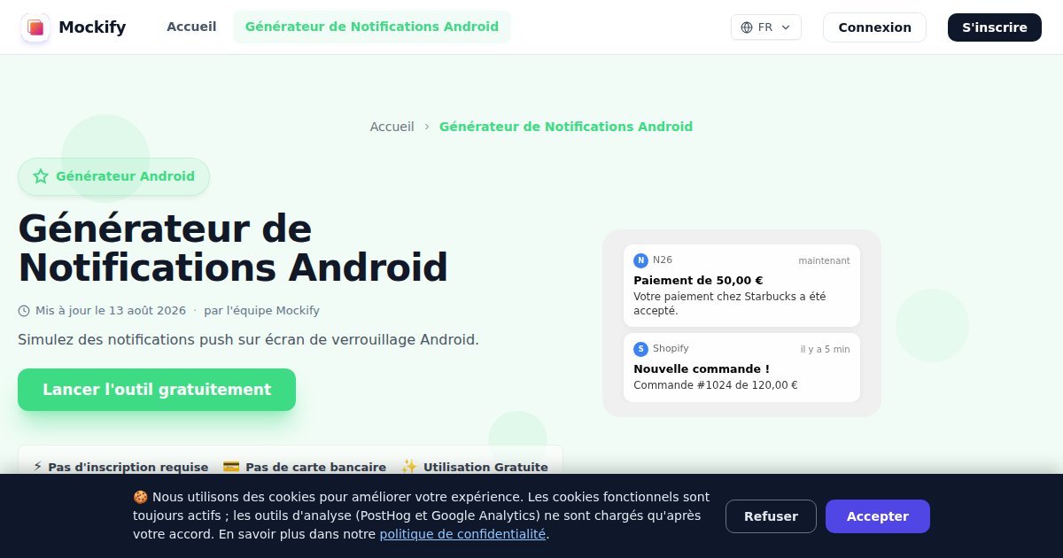 Exemple de capture d'écran réaliste générée avec Mockify