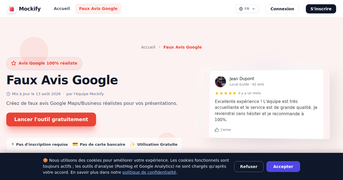 Exemple de capture d'écran réaliste générée avec Mockify