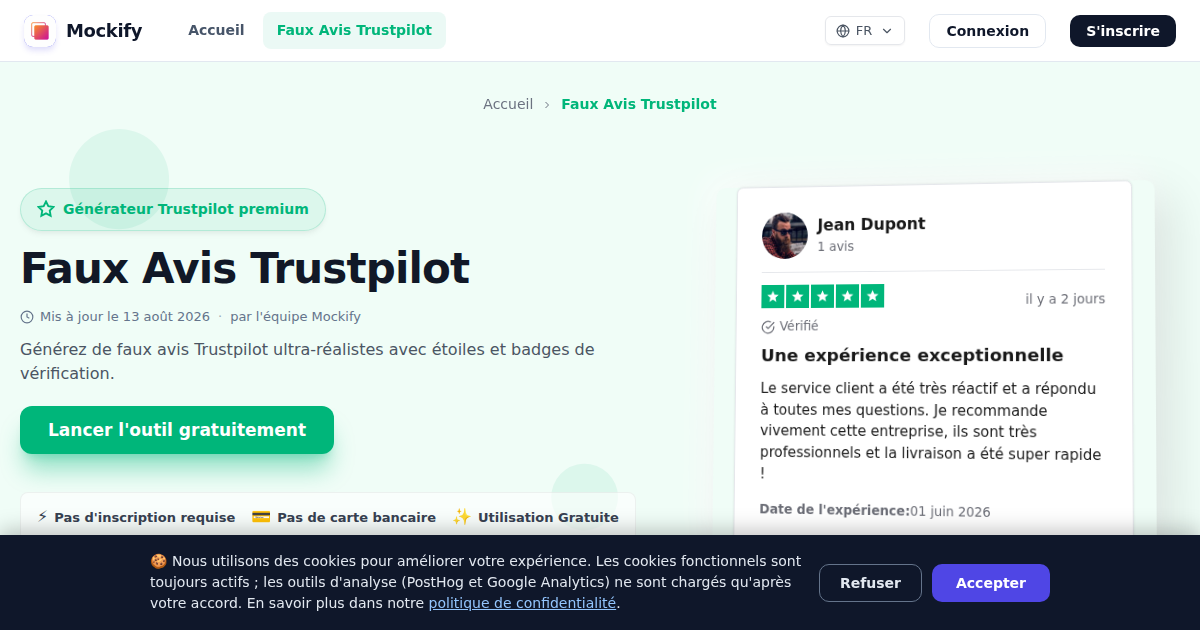 Exemple de capture d'écran réaliste générée avec Mockify