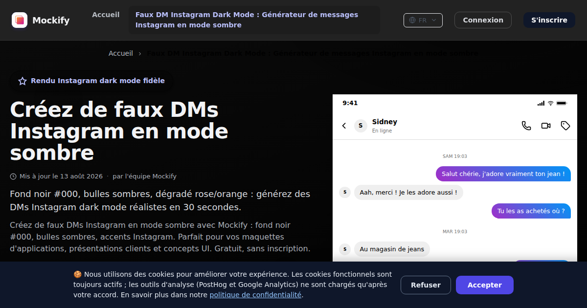 Exemple de capture d'écran réaliste générée avec Mockify