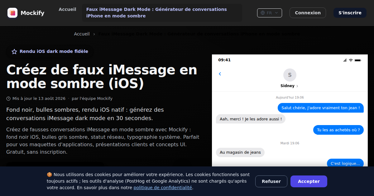 Exemple de capture d'écran réaliste générée avec Mockify