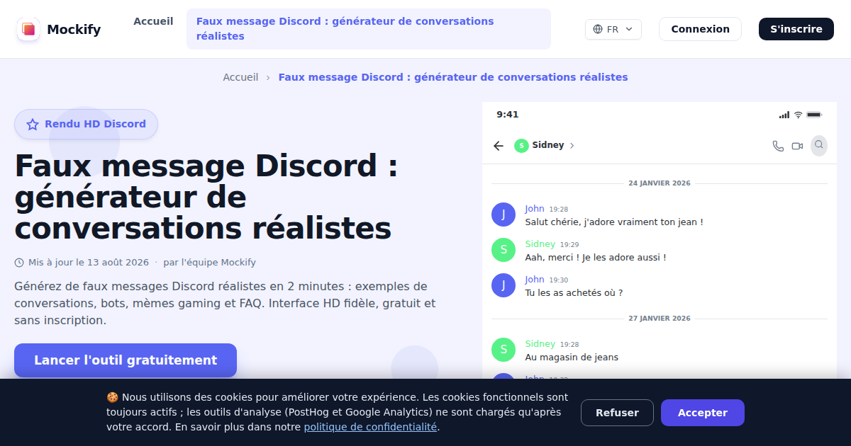 Exemple de capture d'écran réaliste générée avec Mockify