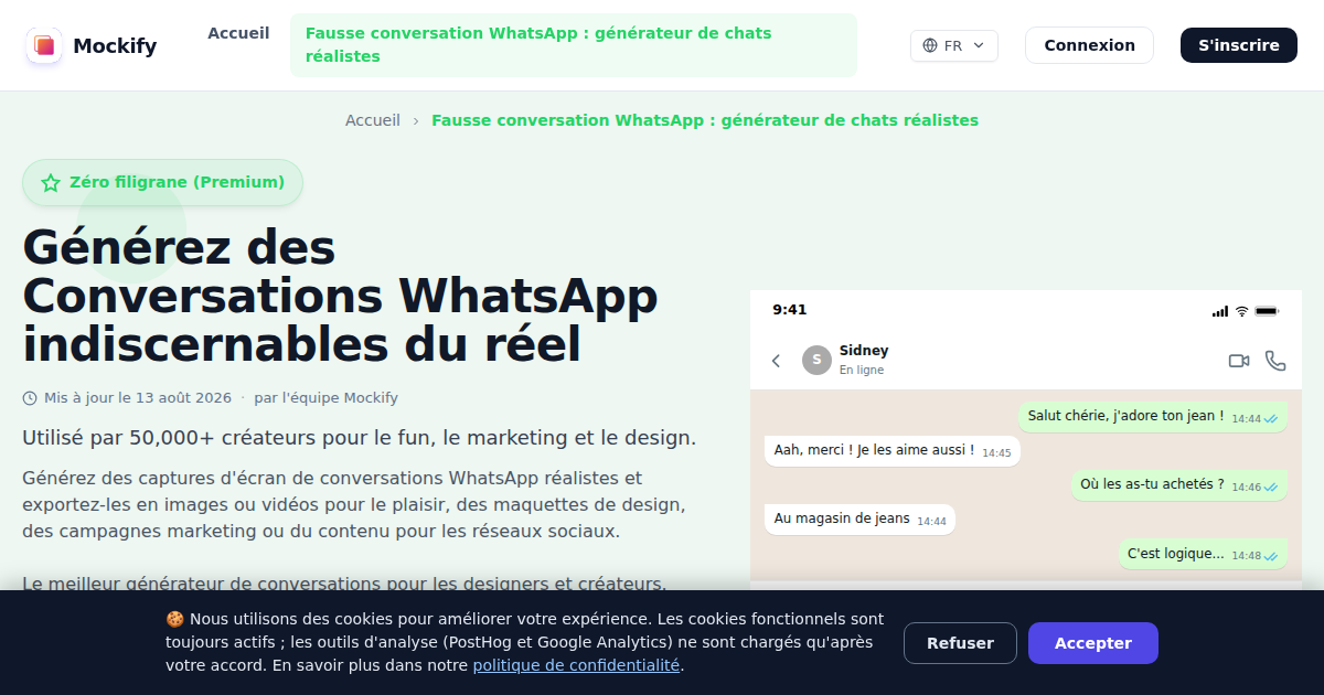 Exemple de capture d'écran réaliste générée avec Mockify