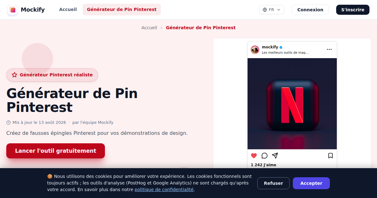 Exemple de capture d'écran réaliste générée avec Mockify