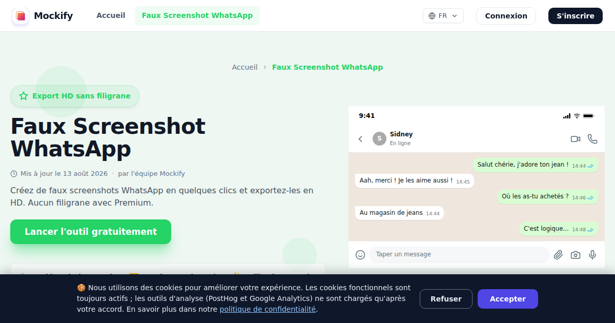 Exemple de capture d'écran réaliste générée avec Mockify