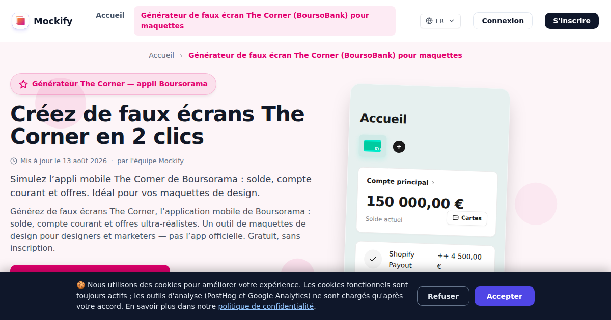 Exemple de capture d'écran réaliste générée avec Mockify