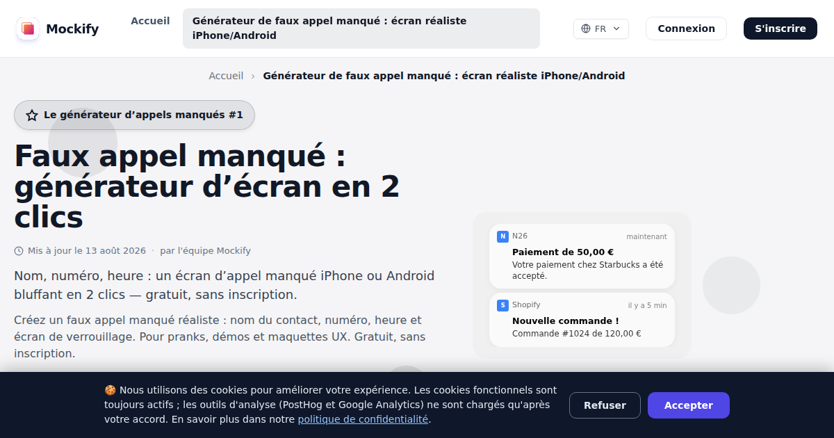 Exemple de capture d'écran réaliste générée avec Mockify