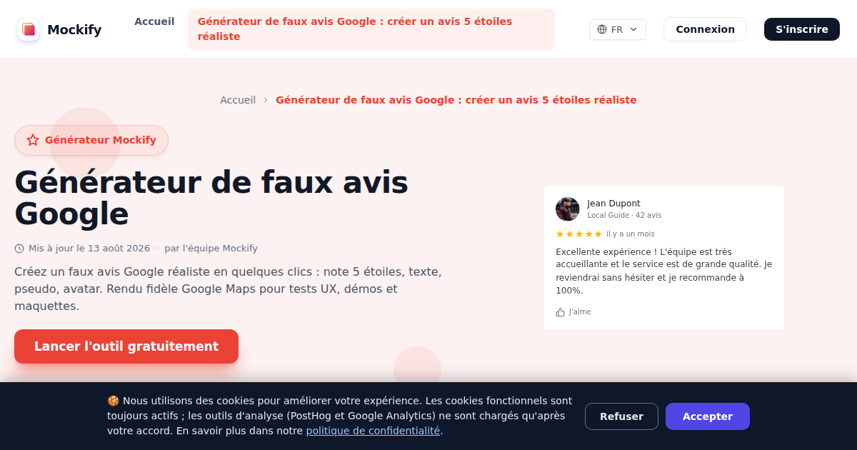 Exemple de capture d'écran réaliste générée avec Mockify