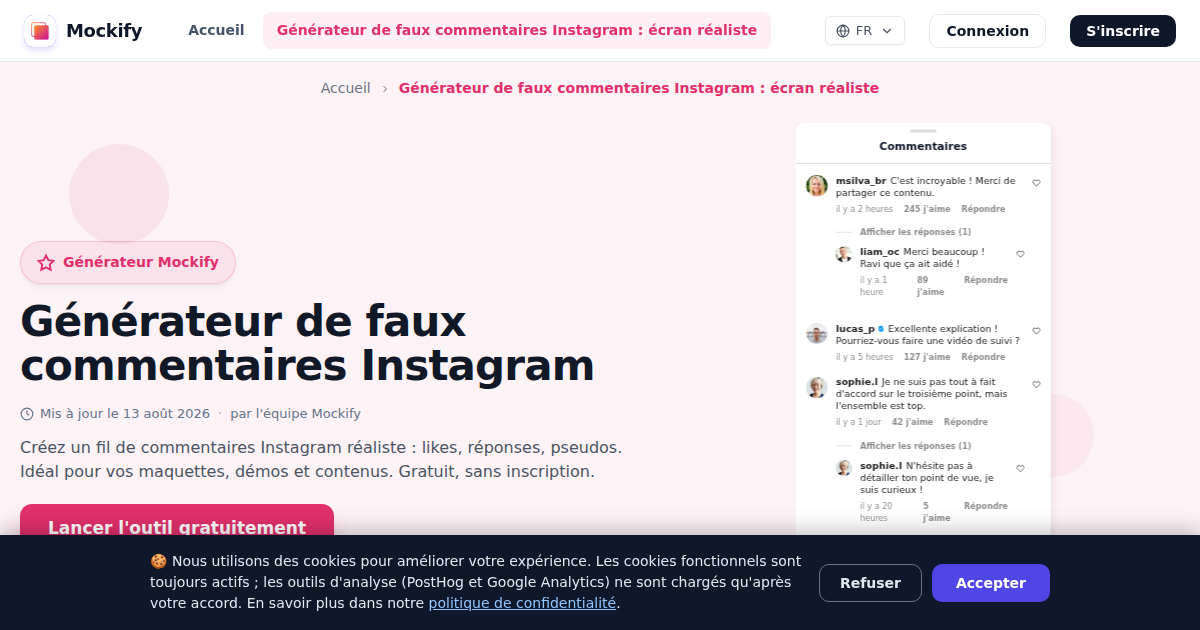 Exemple de capture d'écran réaliste générée avec Mockify