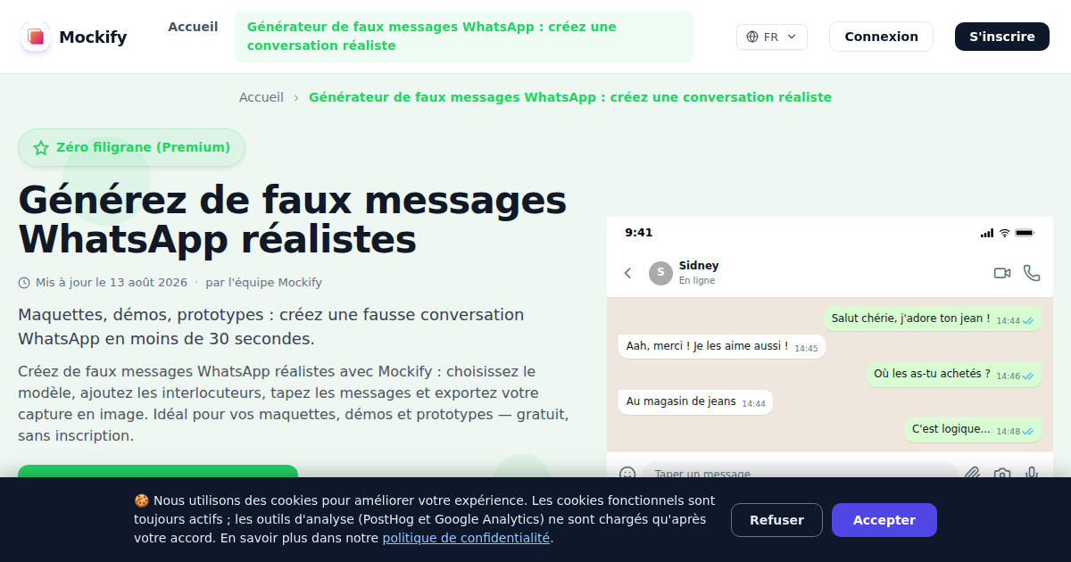 Exemple de capture d'écran réaliste générée avec Mockify