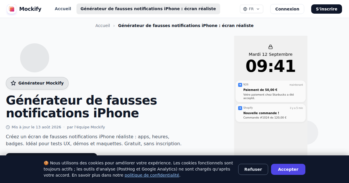 Exemple de capture d'écran réaliste générée avec Mockify