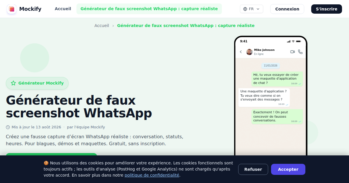 Exemple de capture d'écran réaliste générée avec Mockify