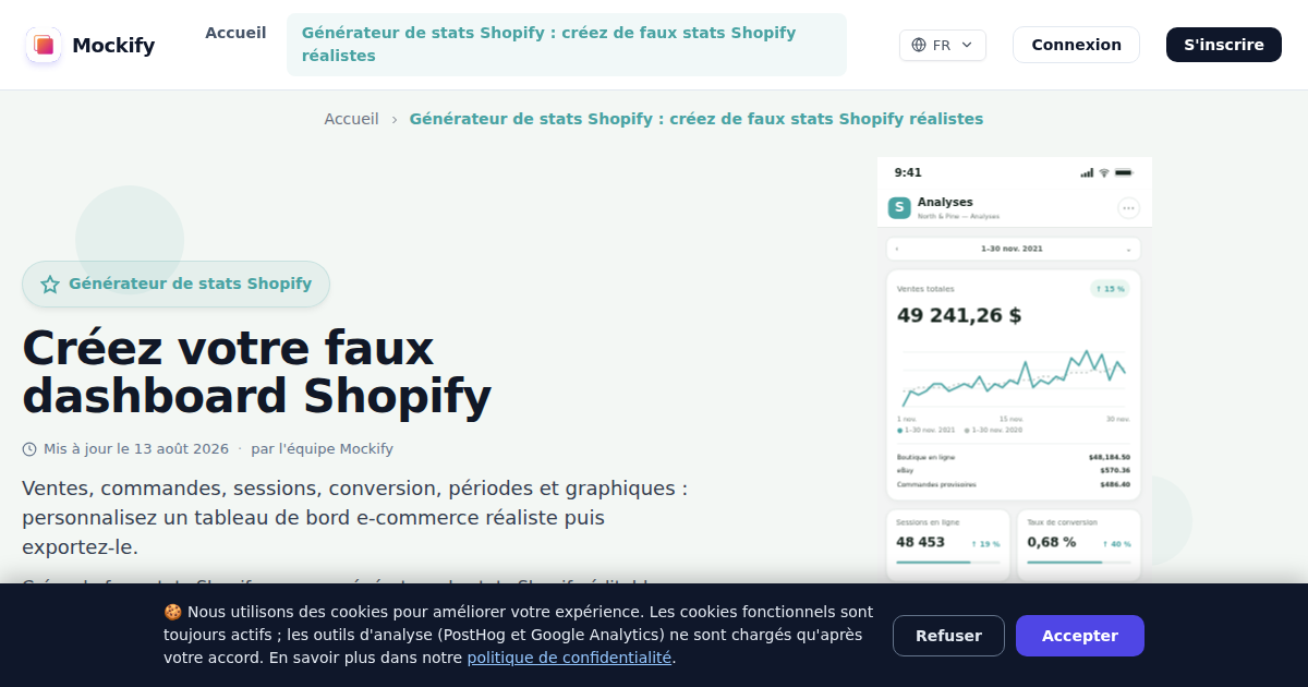 Exemple de capture d'écran réaliste générée avec Mockify